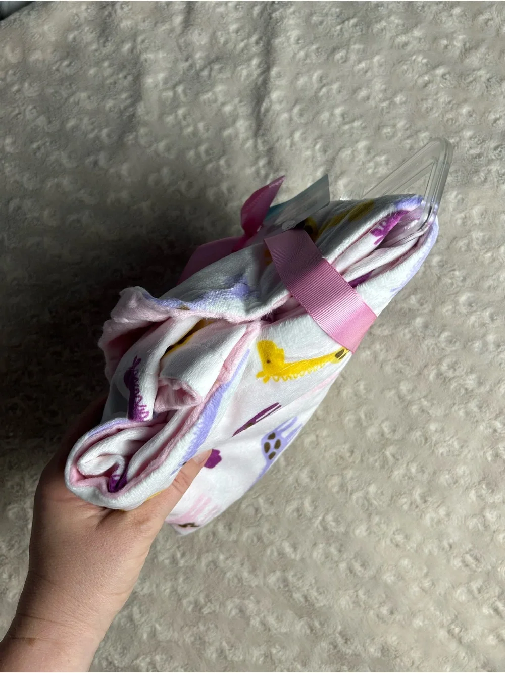 HB Hudson Baby Pink Purple Giraffe Blanket Yellow Brown Spots Minky Dot Lovey
